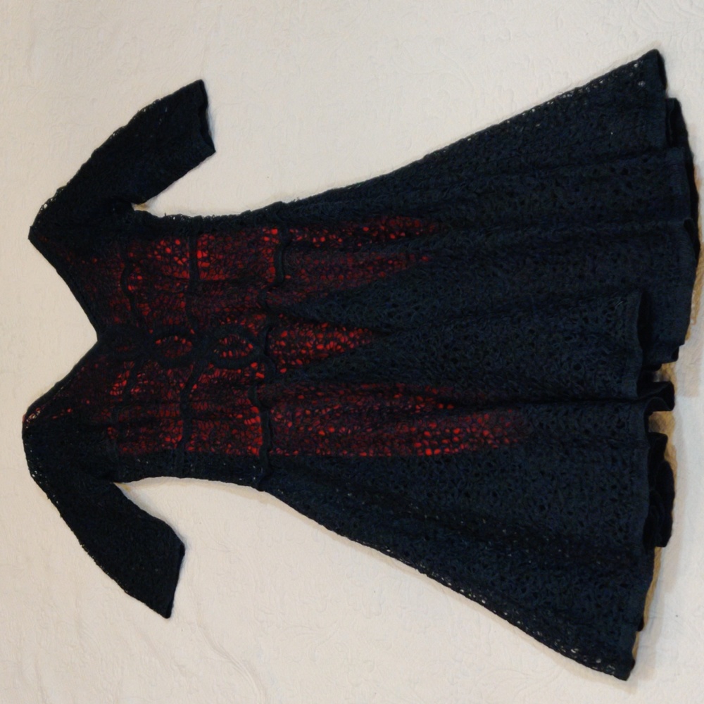 Vintage Glengyle Weaved Flared Swing Dress With Red Lace Slip 1950s